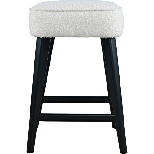Wes Backless Counter Stool in Black Wood & Boucle Fabric (Set of 2)